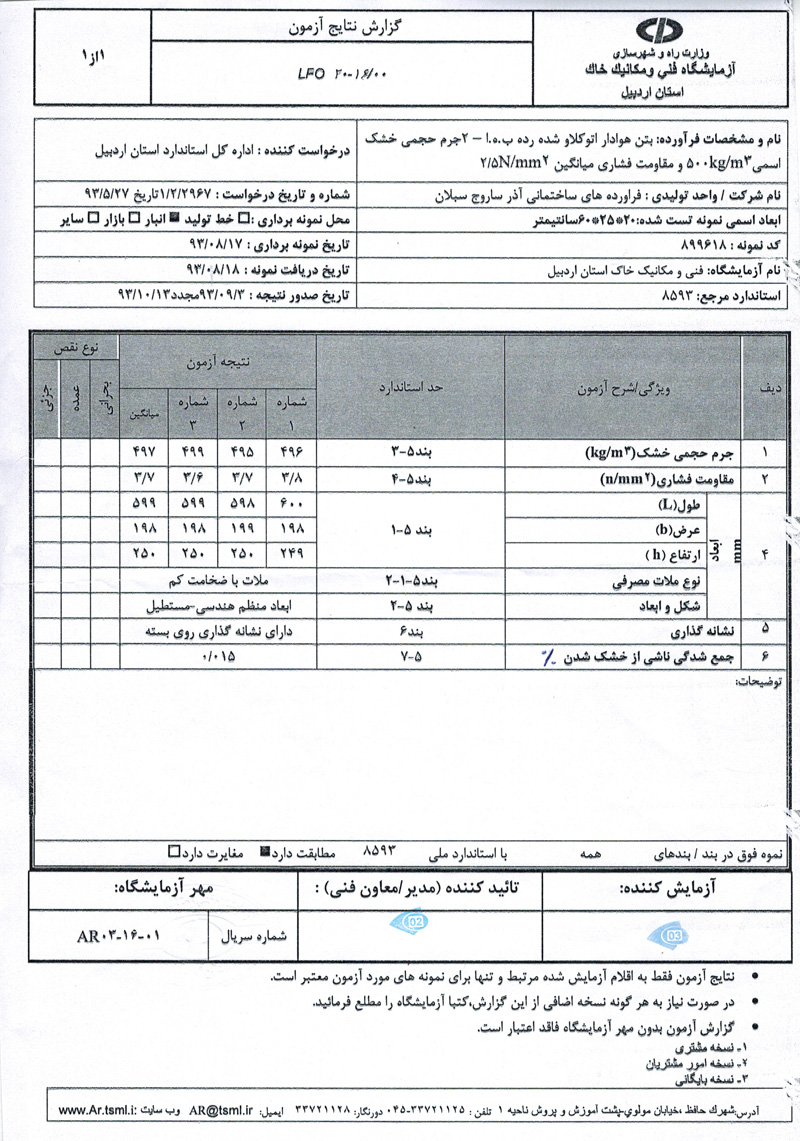 نتایج آزمایشگاه مکانیک خاک استان اردبیل 